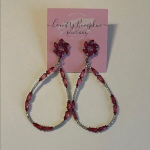Pink and Silver Teardrop Earrings